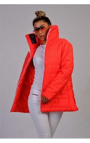 Bayrak Kırmızı Dik Yaka Su Geçirmez Uzun Şişme Mont Kırmızı&hellip;