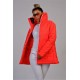 Bayrak Kırmızı Dik Yaka Su Geçirmez Uzun Şişme Mont Kırmızı