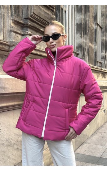Fuşya Dik Yaka Su Geçirmez Tasarım Şişme Mont Fuşya&hellip;
