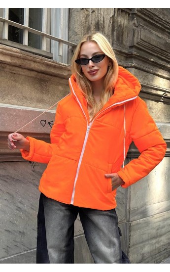 Neon Turuncu Su Geçirmez Kapüşonlu Şişme Mont Turuncu&hellip;