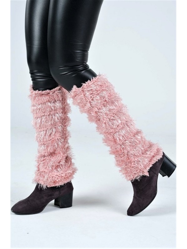 Pembe Püsküllü Triko Tozluk Pembe