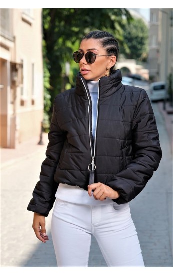 Siyah Dik Yaka Su Geçirmez Kısa Şişme Mont Siyah&hellip;