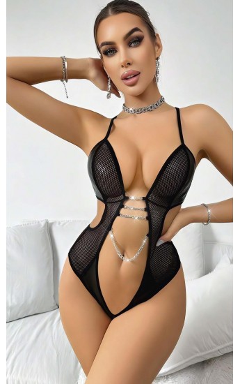 Kadın Siyah Fantezi Kostüm Göğüs dekolte Zincir Detaylı 2052 SİYAH&hellip;
