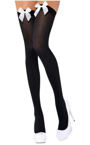 Beyaz Fiyonklu Siyah Jartiyer Çorabı TM1196&hellip;