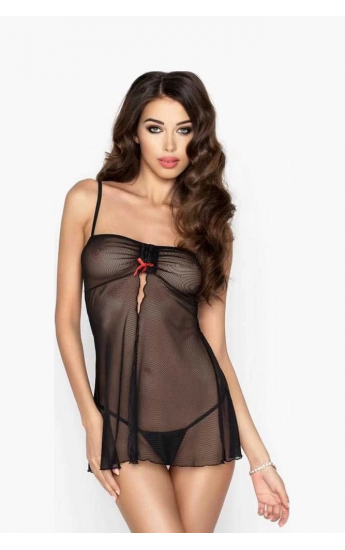 Siyah Transparan Tül Fantazi Gecelik TM1191&hellip;