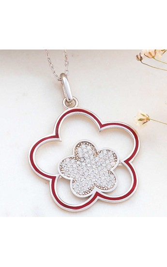 ​925 Ayar Gümüş Çiçek Desenli Kadın Kolye T8205 (1152)&hellip;