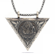 925 Ayar Gümüş Üçgen İçi Açılabilen Osmanlı Arma Muskalık Gümüş Kolye T6060 (1152)