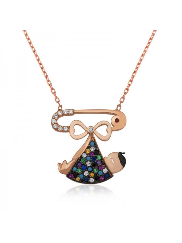 925 Ayar Gümüş Yeni Doğmuş Bebek Gümüş Kolye Pt2610721 (1152)