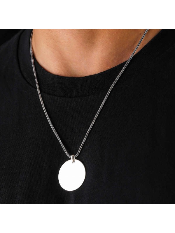 925 Ayar Gümüş Yuvarlak Plaka Kolye T7933 (1152)