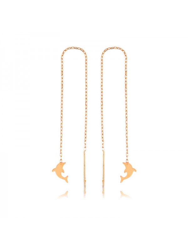 925 Ayar Gümüş Zincirli Yunus Balığı Küpe Ea1160054 (1152)