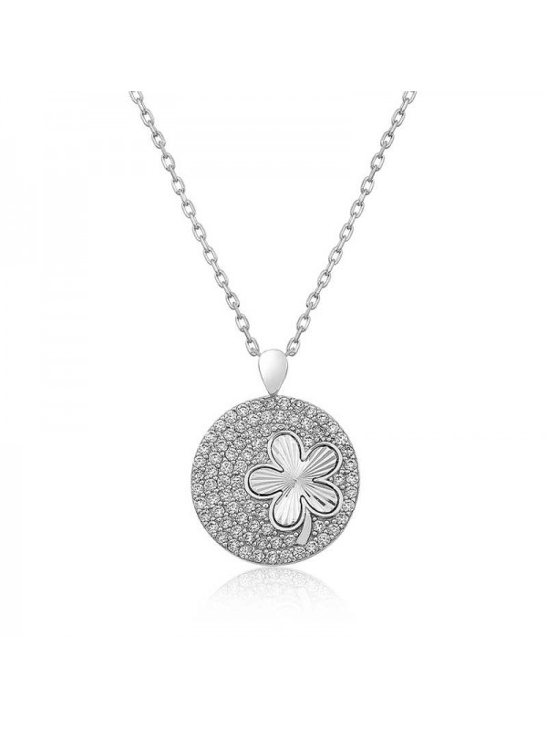 925 Ayar Gümüş Zirkon Taşlı Yonca Kadın Gümüş Kolye T4522 (1152)