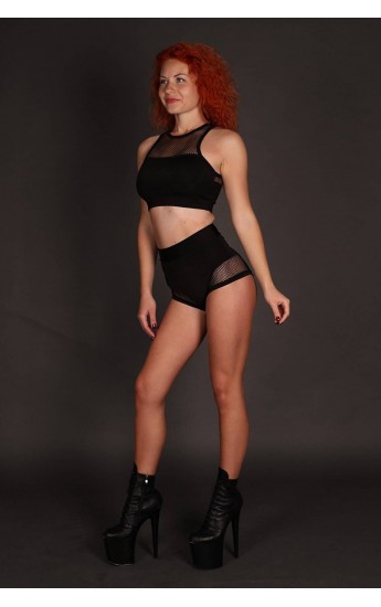 Kadın Siyah Alt Üst Fileli Yüksek Bel Sütyen Takımı&hellip;