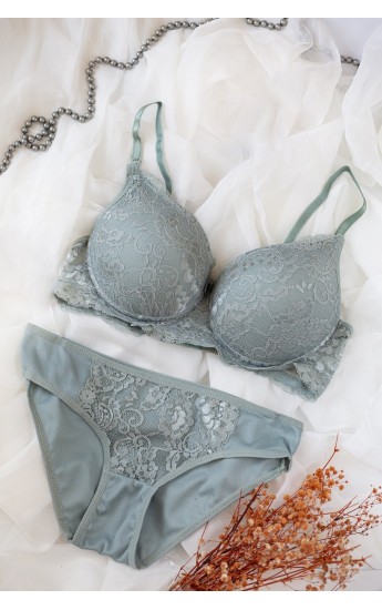 Kadın Su Yeşili Dolgulu Dantel Sütyen Ve Külot Takım&hellip;