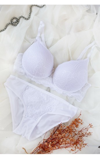 Kadın Beyaz Dolgulu Dantel Sütyen Ve Külot Takım&hellip;