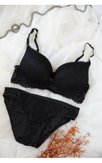 Kadın Siyah Dolgulu Dantel Sütyen Ve Külot Takım&hellip;