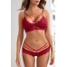 Kadın Bordo Dantelli Harness Sütyen Külot Takım
