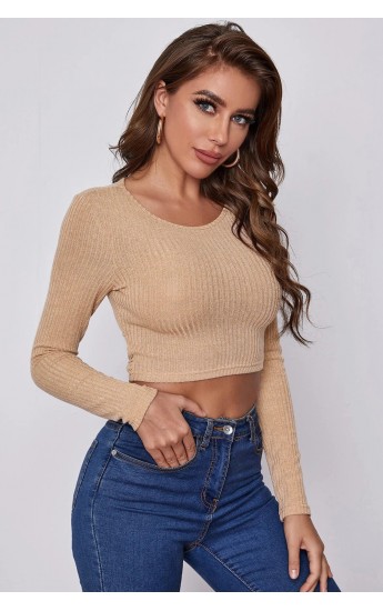 Kadın Krem Uzun Kollu Arkadan Bağlamalı Bluz&hellip;