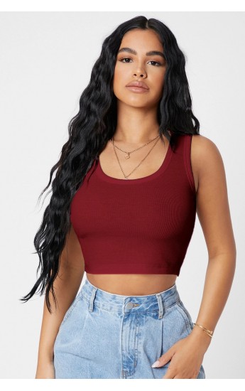 Kadın Bordo Kare Yaka Crop Top Bluz… Kadın Bordo Kare Yaka Crop Top Bluz…