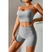 Kadın Gri Melanj Şortlu Kaşkorse Gecelik Takım