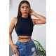 Kadın Lacivert Çapraz Bağlamalı Crop Top Büstiyer