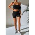 Kadın Siyah Şortlu Kaşkorse Gecelik Takım