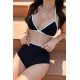 Kadın Siyah Beyaz Kaşkorse Yüksek Bel Bikini Takımı