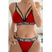 Kadın Kırmızı Love Yazı Detaylı Harness İç Çamaşır Takımı