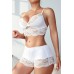Kadın Beyaz Kaşkorse ve Dantel Detaylı Şortlu Gecelik Takım