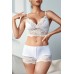 Kadın Beyaz Kaşkorse ve Dantel Detaylı Şortlu Gecelik Takım