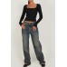 Kadın Siyah Kare Yaka Dantelli Uzun Kollu Crop Top Bluz Kadın Siyah Kare Yaka Dantelli Uzun Kollu Crop Top Bluz