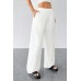 Kadın Beyaz Bol Kesim Cepli Geniş Paça Dökümlü Pantolon