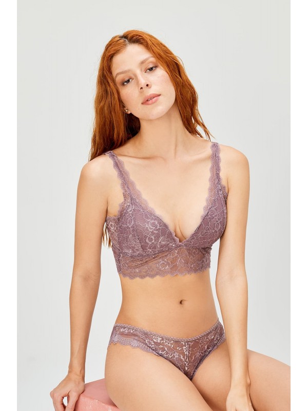 Kadın Vizon Dantelli Büstiyer Sütyen Külot Takımı